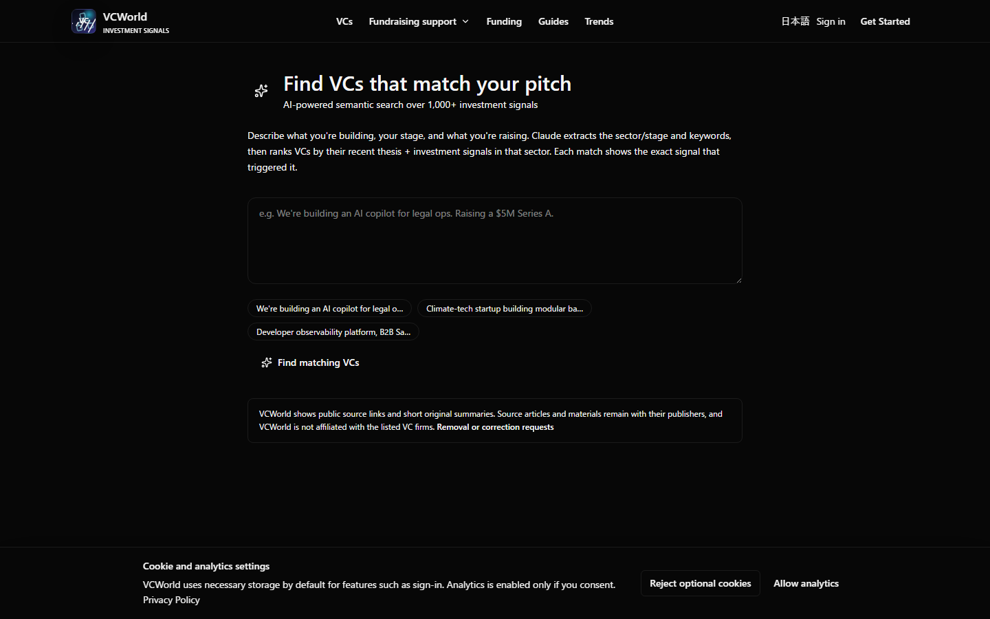 Find VCs that fit your pitch